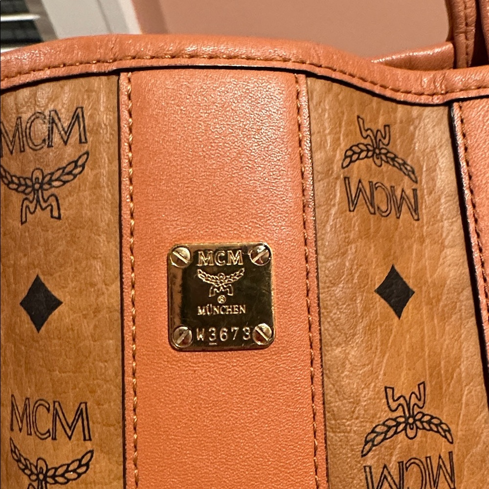 MCM Cognac Visetos Tote Bag with Reversible Geometric interior. Gently used! - Picture 7 of 16